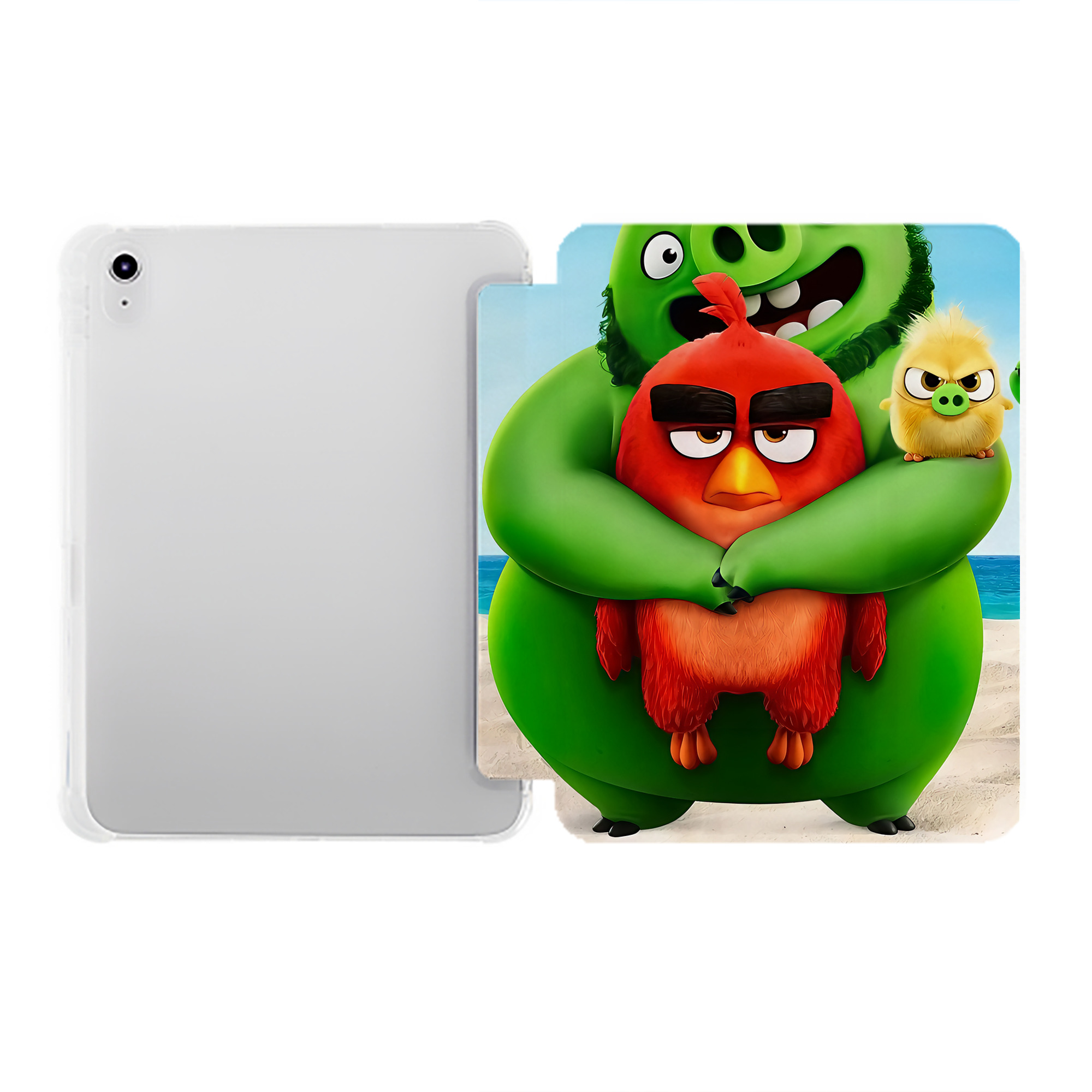 （画像用） Angry Birds アングリーバード IPad ケース ペン収納付き 三つ折りスタンド PUレザー×シリコン 対応機種9.5/10.5/10.9インチ